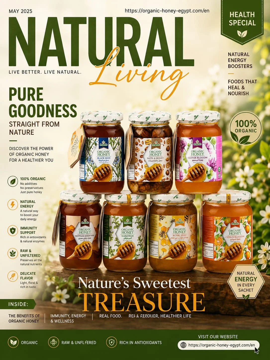 Pure Honey with Royal Jelly & Bee Pollen - Natural Superfood Blend | Organic Honey